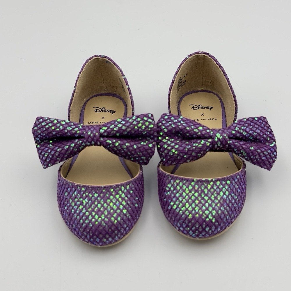 Janie & Jack X Disney Little Mermaid Ballet Shoes Sparkly Purple Size 6
